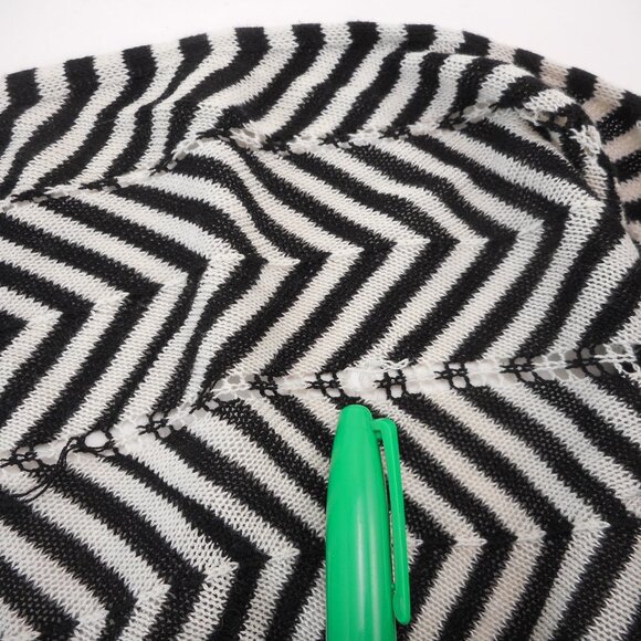 BCBG Maxazria Women's L Silk Blend Cardigan Wrap Knit Chevron Stripes Open Front - Picture 10 of 10